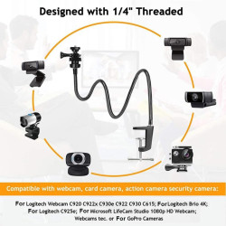 Support de webcam amélioré avec pince flexible col de cygne pour webcam C925e C922x C922 C930e C930