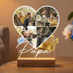 Lampe Photo Personnalisée Papa - Idée Cadeau Fête des Pères Personnalisé - Impression Haute Définition - Cadeaux Fete des Peres 