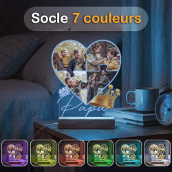 Lampe Photo Personnalisée Papa - Idée Cadeau Fête des Pères Personnalisé - Impression Haute Définition - Cadeaux Fete des Peres 