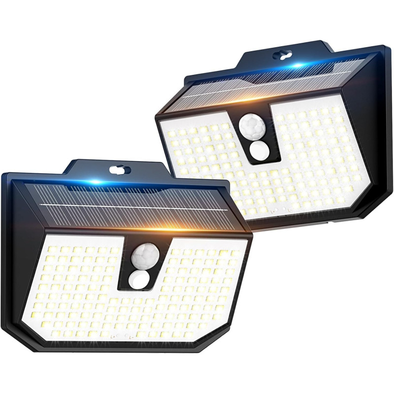 Lampe Solaire Exterieur, 3 Modes Lumière Solaire Extérieure Detecteur de Mouvement, Éclairage Extérieur LED Solaire IP65 Etanche