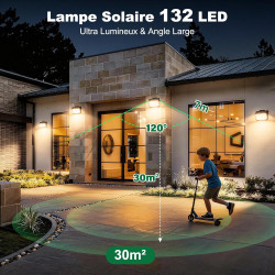 Lampe Solaire Exterieur, 3 Modes Lumière Solaire Extérieure Detecteur de Mouvement, Éclairage Extérieur LED Solaire IP65 Etanche