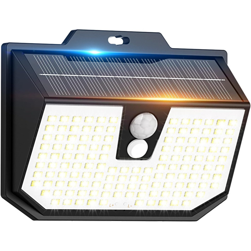 Lampe Solaire Exterieur, 3 Modes Lumière Solaire Extérieure Detecteur de Mouvement, Éclairage Extérieur LED Solaire IP65 Etanche
