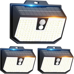 Lampe Solaire Exterieur, 3 Modes Lumière Solaire Extérieure Detecteur de Mouvement, Éclairage Extérieur LED Solaire IP65 Etanche