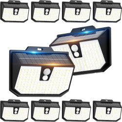 Lampe Solaire Exterieur, 3 Modes Lumière Solaire Extérieure Detecteur de Mouvement, Éclairage Extérieur LED Solaire IP65 Etanche
