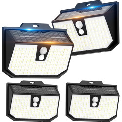 Lampe Solaire Exterieur, 3 Modes Lumière Solaire Extérieure Detecteur de Mouvement, Éclairage Extérieur LED Solaire IP65 Etanche