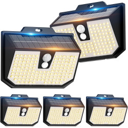 Lampe Solaire Exterieur, 3 Modes Lumière Solaire Extérieure Detecteur de Mouvement, Éclairage Extérieur LED Solaire IP65 Etanche