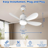 Ventilateur de Plafond avec Éclairage LED 53 cm et Télécommande, Contrôle par Application à Intensité Variable, 24 W, 4 Vitesses