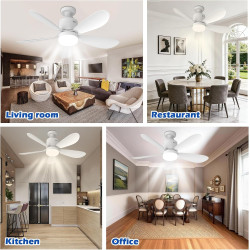 Ventilateur de Plafond avec Éclairage LED 53 cm et Télécommande, Contrôle par Application à Intensité Variable, 24 W, 4 Vitesses