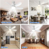 Ventilateur de Plafond avec Éclairage LED 53 cm et Télécommande, Contrôle par Application à Intensité Variable, 24 W, 4 Vitesses