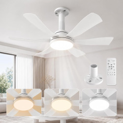 Hisummer 71cm Ventilateur de Plafond avec Lumière et Télécommande, Connexion E27 Uniquement avec Socle Fourni, Installation Rapi