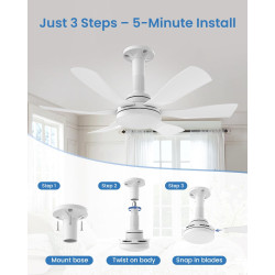 Hisummer 71cm Ventilateur de Plafond avec Lumière et Télécommande, Connexion E27 Uniquement avec Socle Fourni, Installation Rapi