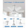 Hisummer 71cm Ventilateur de Plafond avec Lumière et Télécommande, Connexion E27 Uniquement avec Socle Fourni, Installation Rapi