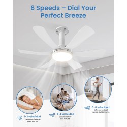 Hisummer 71cm Ventilateur de Plafond avec Lumière et Télécommande, Connexion E27 Uniquement avec Socle Fourni, Installation Rapi