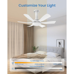 Hisummer 71cm Ventilateur de Plafond avec Lumière et Télécommande, Connexion E27 Uniquement avec Socle Fourni, Installation Rapi