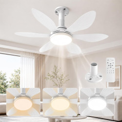 Hisummer 71cm Ventilateur de Plafond avec Lumière et Télécommande, Connexion E27 Uniquement avec Socle Fourni, Installation Rapi