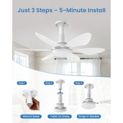 Hisummer 71cm Ventilateur de Plafond avec Lumière et Télécommande, Connexion E27 Uniquement avec Socle Fourni, Installation Rapi