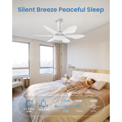 Hisummer 71cm Ventilateur de Plafond avec Lumière et Télécommande, Connexion E27 Uniquement avec Socle Fourni, Installation Rapi