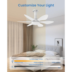 Hisummer 71cm Ventilateur de Plafond avec Lumière et Télécommande, Connexion E27 Uniquement avec Socle Fourni, Installation Rapi