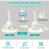 Herefun Ventilateur Plafond avec Lumiere, 43CM Lustre Ventilateur de Plafond Pliable avec Douille E27 et Telecommande, Petit Lam