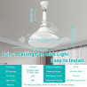 Herefun Ventilateur Plafond avec Lumiere, 43CM Lustre Ventilateur de Plafond Pliable avec Douille E27 et Telecommande, Petit Lam