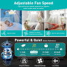 Herefun Ventilateur Plafond avec Lumiere, 43CM Lustre Ventilateur de Plafond Pliable avec Douille E27 et Telecommande, Petit Lam