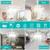 Herefun Ventilateur Plafond avec Lumiere, 43CM Lustre Ventilateur de Plafond Pliable avec Douille E27 et Telecommande, Petit Lam