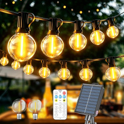 20M LED Guirlande Lumineuse Exterieure Solaire, Guirlande Solaire Remote Guirlande Exterieur Lumineuse Guinguette Exterieur avec