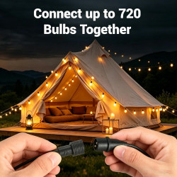 LED Guirlande Lumineuse Guinguette Exterieure, 15M Guirlande Guinguette Exterieur LED Ampoules IP44 Imperméable, Chaîne Lumiere 
