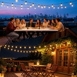 LED Guirlande Lumineuse Guinguette Exterieure, 15M Guirlande Guinguette Exterieur LED Ampoules IP44 Imperméable, Chaîne Lumiere 