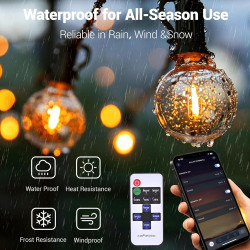 50M LED Guirlande Lumineuse Guinguette Exterieure mit APP Contrôle et Télécommande Dimmable LED Ampoules IP44 Imperméable, Chaîn