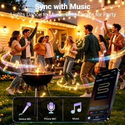50M LED Guirlande Lumineuse Guinguette Exterieure mit APP Contrôle et Télécommande Dimmable LED Ampoules IP44 Imperméable, Chaîn