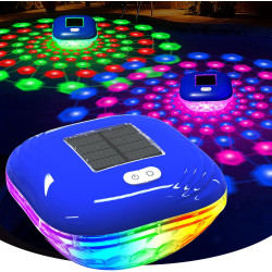 Luxfero Lampe Piscine Flottante Solaire, Lumiere Piscine avec 9 LED Spectacles Changeantes, Étanche IP68 Lumiere Piscine, Contrô