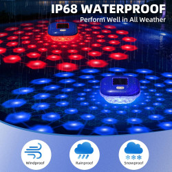 Luxfero Lampe Piscine Flottante Solaire, Lumiere Piscine avec 9 LED Spectacles Changeantes, Étanche IP68 Lumiere Piscine, Contrô