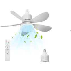 Ventilateur de Plafond avec Lumière et Telecommande, 52CM 40W Ventilateur de plafond silencieux E27 avec 3 niveaux, lampe LED di