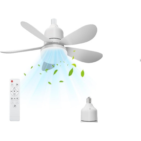 Ventilateur de Plafond avec Lumière et Telecommande, 52CM 40W Ventilateur de plafond silencieux E27 avec 3 niveaux, lampe LED di