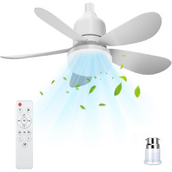 Ventilateur de Plafond avec Lumière et Telecommande, 52CM 40W Ventilateur de plafond silencieux E27 avec 3 niveaux, lampe LED di