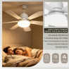 Ventilateur de Plafond avec Lumière et Telecommande, 52CM 40W Ventilateur de plafond silencieux E27 avec 3 niveaux, lampe LED di
