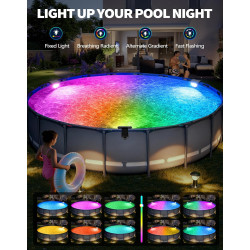 DeeprBetter 2026 Amélioré Lumiere Piscine Hors Sol Solaire, Lampe Piscine LED Etanche IP68 à RGB Couleur Changeant, Eclairage Pi