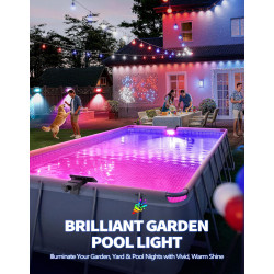 DeeprBetter 2026 Amélioré Lumiere Piscine Hors Sol Solaire, Lampe Piscine LED Etanche IP68 à RGB Couleur Changeant, Eclairage Pi