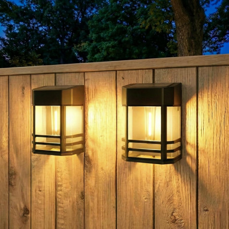 Btfarm Lot de 2 Lampe Solaire Extérieur Rétro, LED Lumière Solaire Extérieur IP65 Étanche Applique Murale Extérieur Solaire Déco