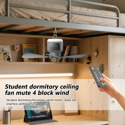 Ventilateur de plafond 45 cm, 12000 mAh, rechargeable, mini ventilateur avec télécommande et lumière LED, 4 niveaux, silencieux,