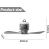 Ventilateur de plafond 45 cm, 12000 mAh, rechargeable, mini ventilateur avec télécommande et lumière LED, 4 niveaux, silencieux,