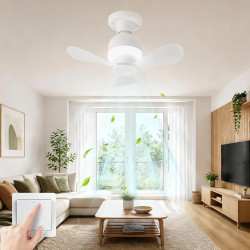 ConBlom Mini ventilateur de plafond LED avec éclairage, douille E27, vent puissant, silencieux, ventilateurs de plafond portable