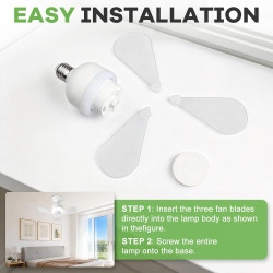 ConBlom Mini ventilateur de plafond LED avec éclairage, douille E27, vent puissant, silencieux, ventilateurs de plafond portable