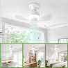 ConBlom Mini ventilateur de plafond LED avec éclairage, douille E27, vent puissant, silencieux, ventilateurs de plafond portable