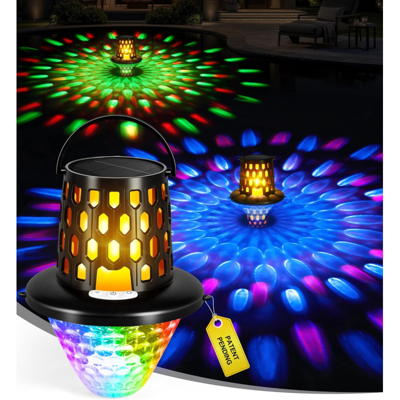 Luxbleu lampe piscine flottante, lumière piscine flottante hors sol avec spectacle de lumières sous l'eau, eclairage led piscine