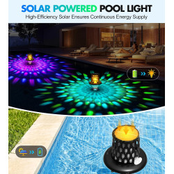 Luxbleu lampe piscine flottante, lumière piscine flottante hors sol avec spectacle de lumières sous l'eau, eclairage led piscine