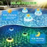 Lumiere Piscine Flottante Solaire 2 Pièces Lampe Piscine avec Télécommande, IP68 Étanche Eclairage Piscine Hors Sol 7 Couleurs R