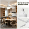 52CM Ventilateur de Plafond avec Lumière et Télécommande, Plafonnier Ventilateur LED E27 Réglable 3 Vitesses & 3 Couleurs, Silen