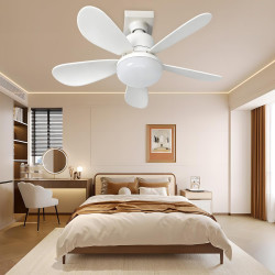 52CM Ventilateur de Plafond avec Lumière et Télécommande, Plafonnier Ventilateur LED E27 Réglable 3 Vitesses & 3 Couleurs, Silen